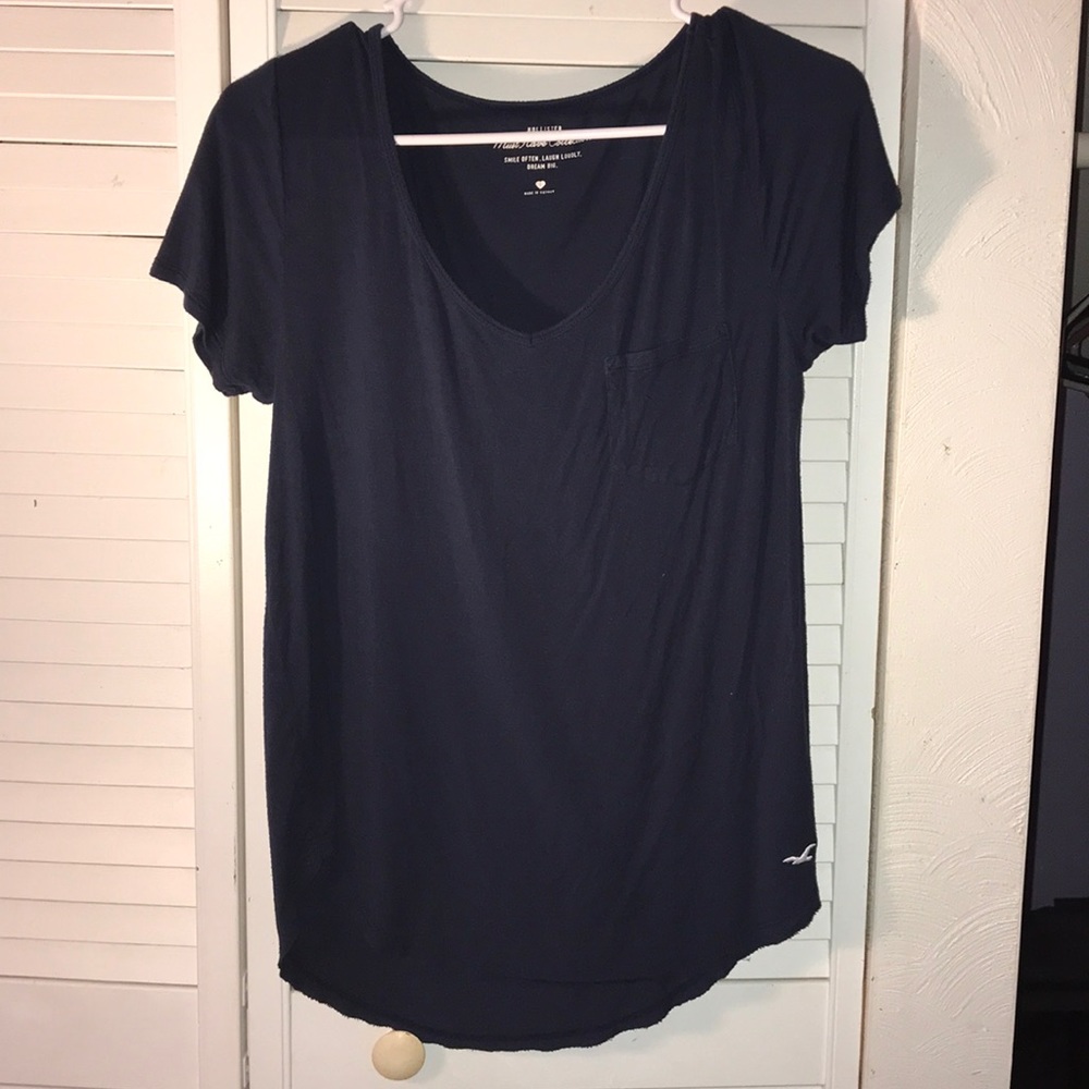 Navy Hollister pocket tee
